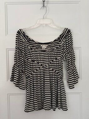 Max Studio - Black & White Striped Stretch Top - Women’s Size L